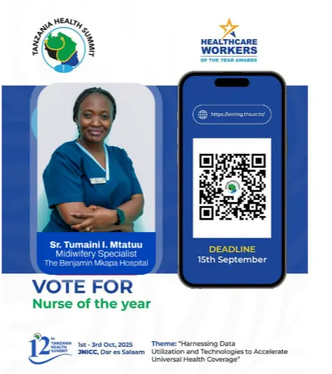 MUUGUZI WA HOSPITALI YA BENJAMIN MKAPA AMEPENDEKEZWA KUWA MUUGUZI BORA WA MWAKA.